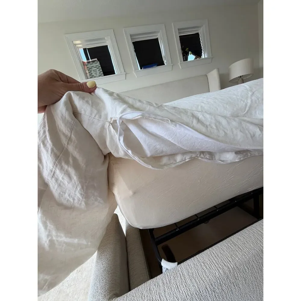 Cozy Earth Linen Duvet Cover King + Matching Shams Natural (flawed see details)